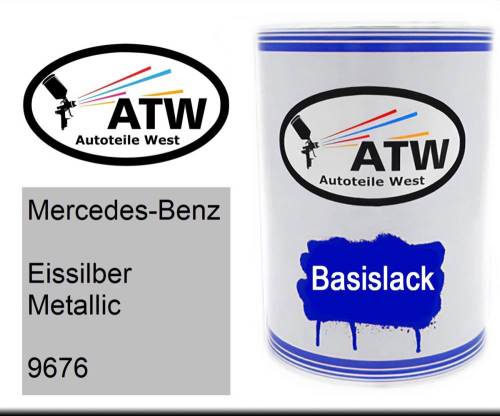 Mercedes-Benz, Eissilber Metallic, 9676: 500ml Lackdose, von ATW Autoteile West.